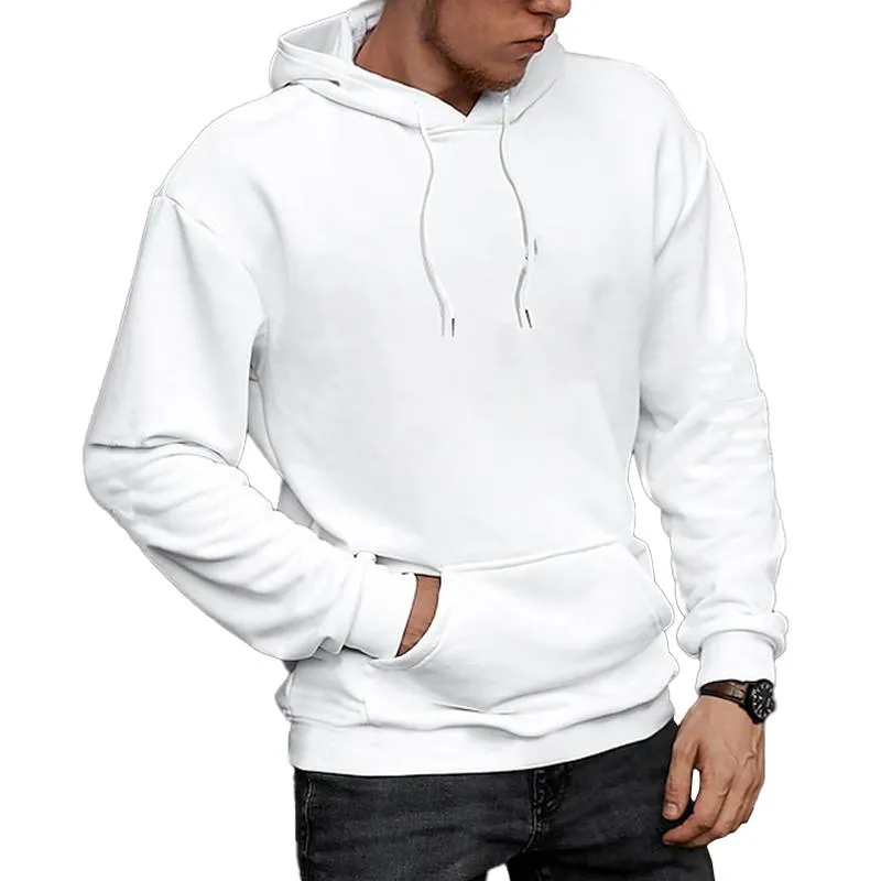 Men's Solid Color Long Sleeve Pocket Loose Casual Hoodie 20969390Z sold by Manly