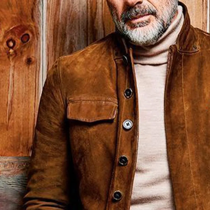 Men's Solid Color Stand Collar Suede Jacket 47511261X sold by Manly product image thumbnail 3