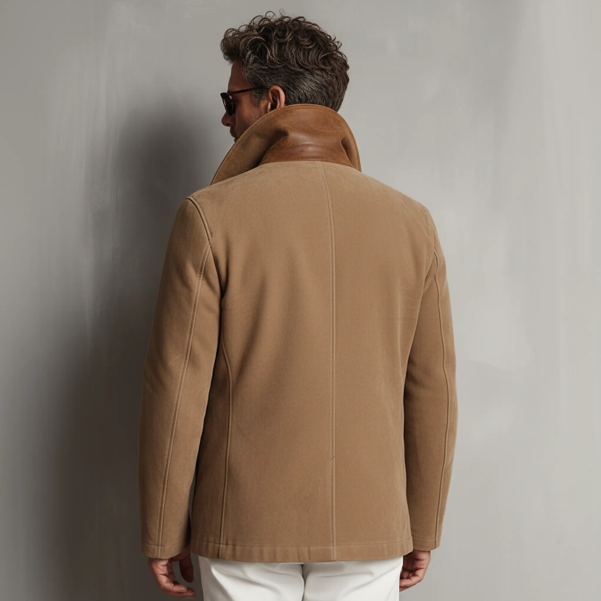 Men's Classic Retro Western Tough Style PU Leather Lapel Double-breasted Faux Suede Jacket MTA2235J5K sold by Manly product image thumbnail 4