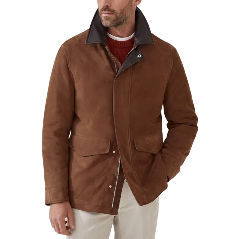 Men's Classic Retro Collar PU Leather Zipper Faux Suede Jacket MTA2262J5K sold by Manly