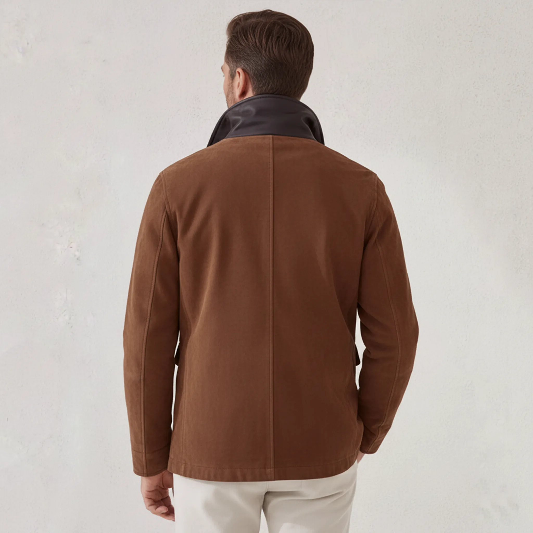 Men's Classic Retro Collar PU Leather Zipper Faux Suede Jacket MTA2262J5K sold by Manly product image thumbnail 4