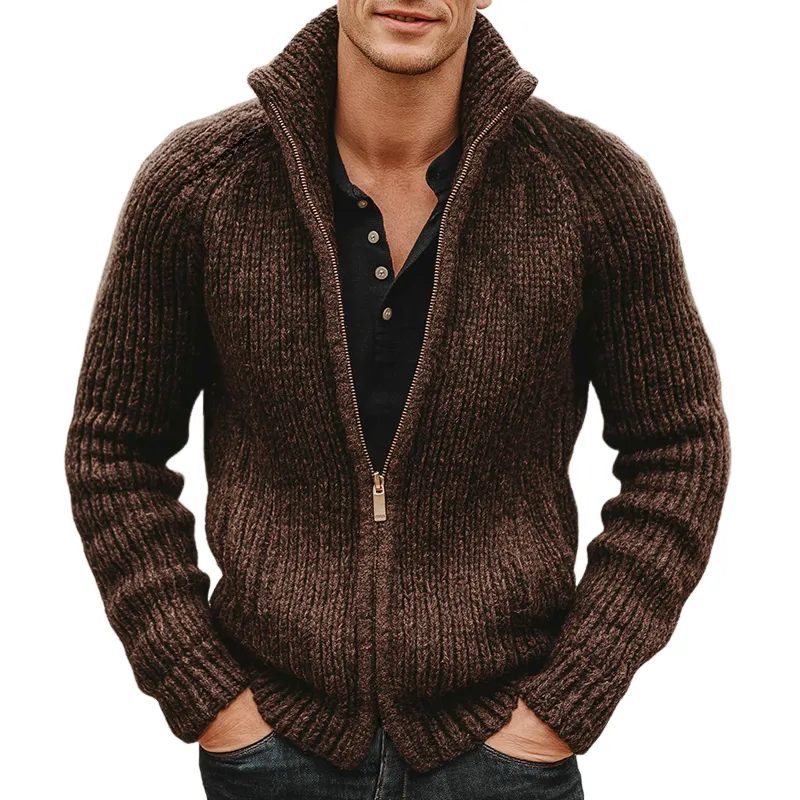 Men's Retro Casual Knit Zipper Cardigan MTA2138J1TO sold by Manly