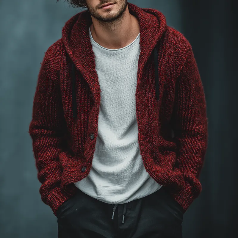 Men's Retro Casual Knit Hooded Button Cardigan Jacket MTA2166J9TO sold by Manly product image thumbnail 2