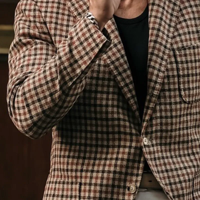 Men's Vintage Casual Check Button Blazer MTA1537J9TO sold by Manly product image thumbnail 3