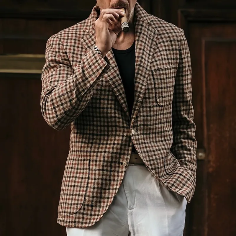 Men's Vintage Casual Check Button Blazer MTA1537J9TO sold by Manly product image thumbnail 2