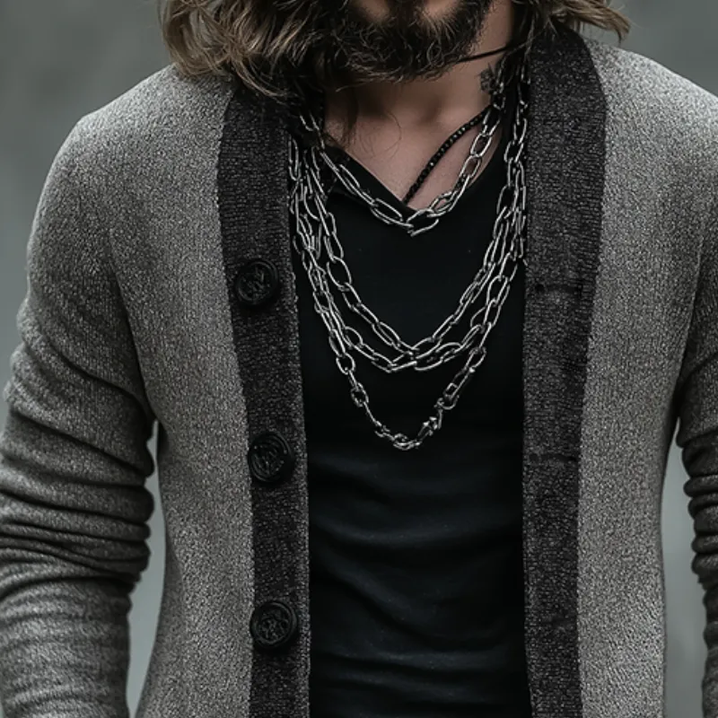 Men's Retro Casual Knit Colorblock Button Cardigan MTA1116J3TO sold by Manly product image thumbnail 3