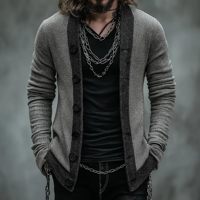 Men's Retro Casual Knit Colorblock Button Cardigan MTA1116J3TO sold by Manly product image thumbnail 2