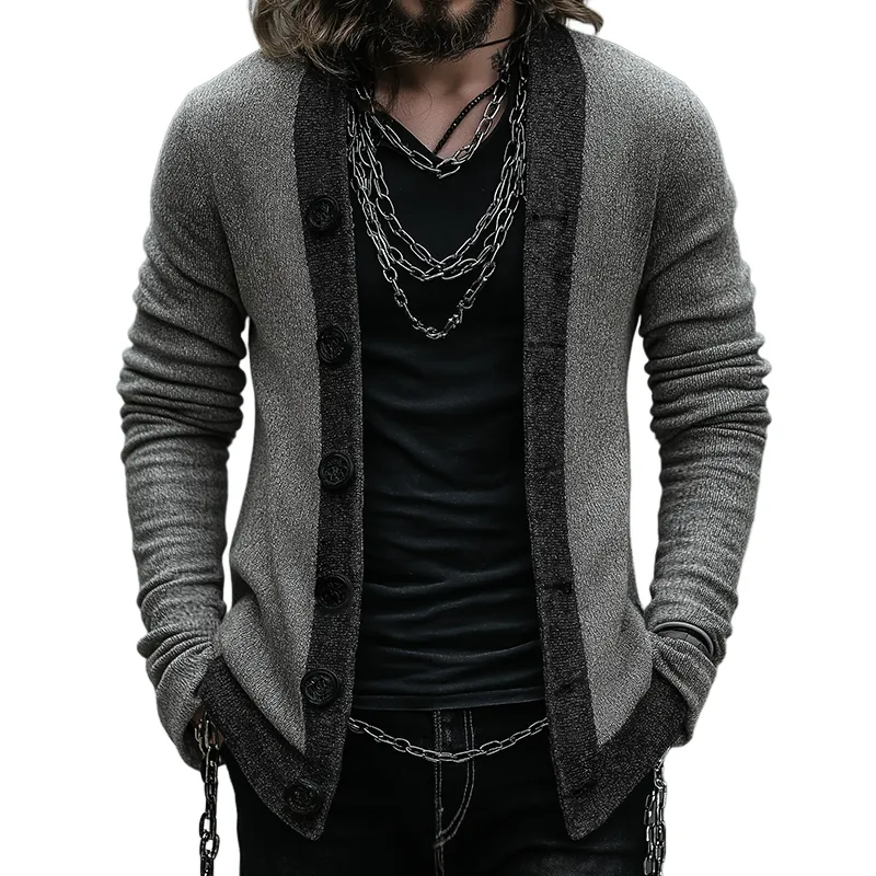 Men's Retro Casual Knit Colorblock Button Cardigan MTA1116J3TO sold by Manly