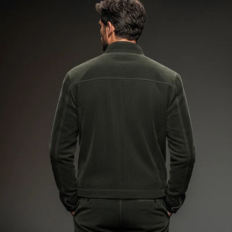 Men's Vintage Corduroy And PU Leather Patchwork Zipper Jacket MTA2268J8U sold by Manly product image thumbnail 4