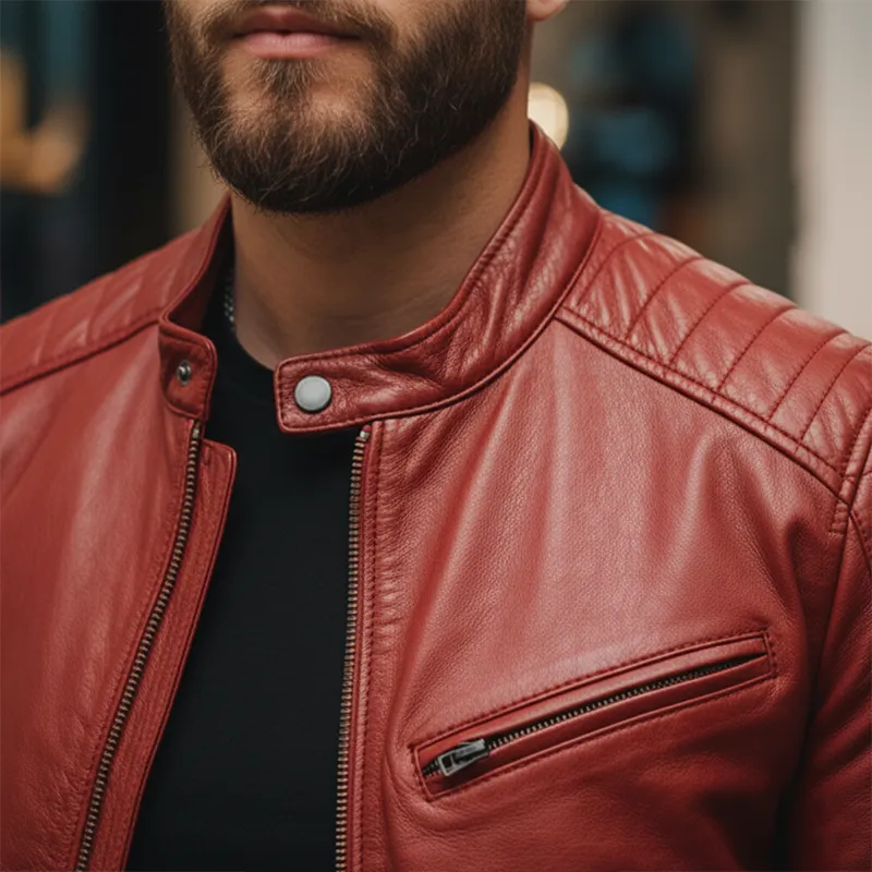 Men's Winter Fashion Multi-pocket PU Faux Leather Motorcycle Jacket MTA2236J9P sold by Manly product image thumbnail 3