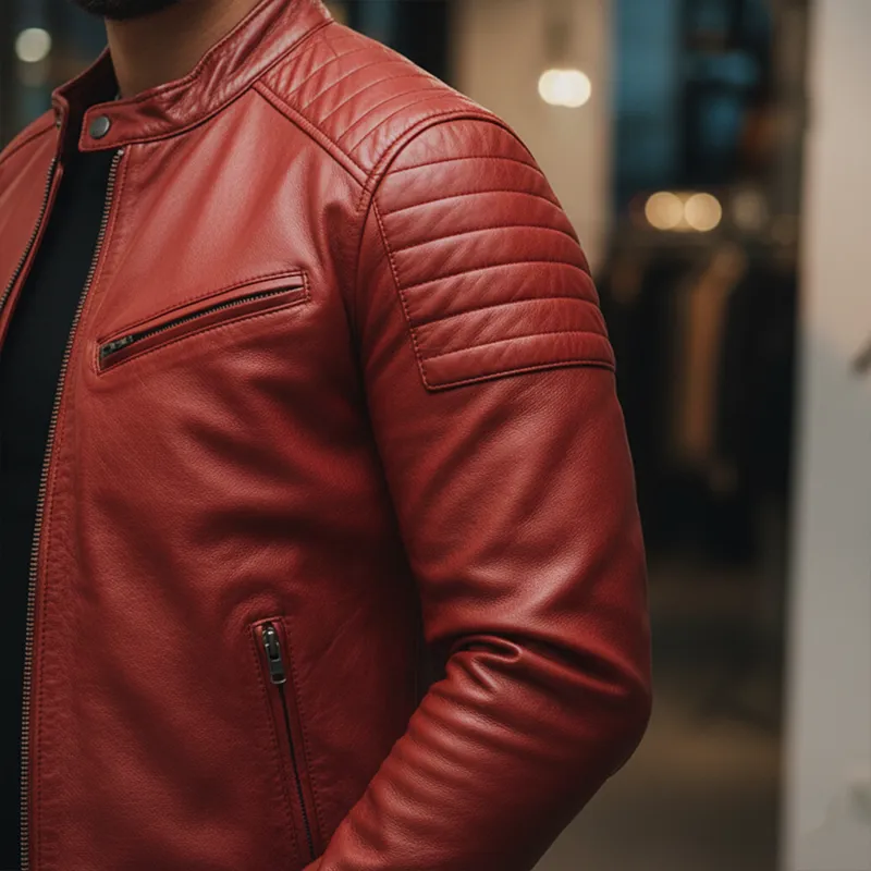 Men's Winter Fashion Multi-pocket PU Faux Leather Motorcycle Jacket MTA2236J9P sold by Manly product image thumbnail 4