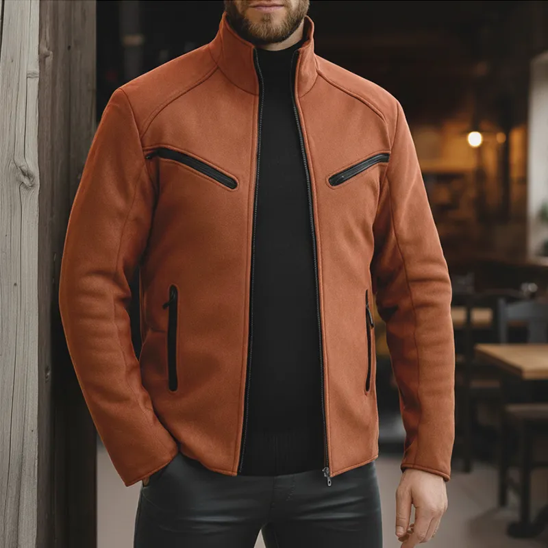 Men's Winter Fashion Faux Suede Stand Collar Zipper Jacket MTA2211J0P sold by Manly product image thumbnail 2