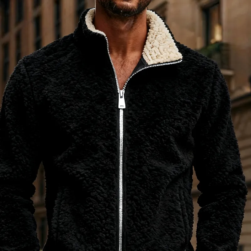 Men's Loose-Fit Contrast Fleece Zip-Up Jacket MTA2262J9X sold by Manly product image thumbnail 3