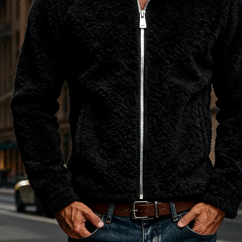 Men's Loose-Fit Contrast Fleece Zip-Up Jacket MTA2262J9X sold by Manly product image thumbnail 4