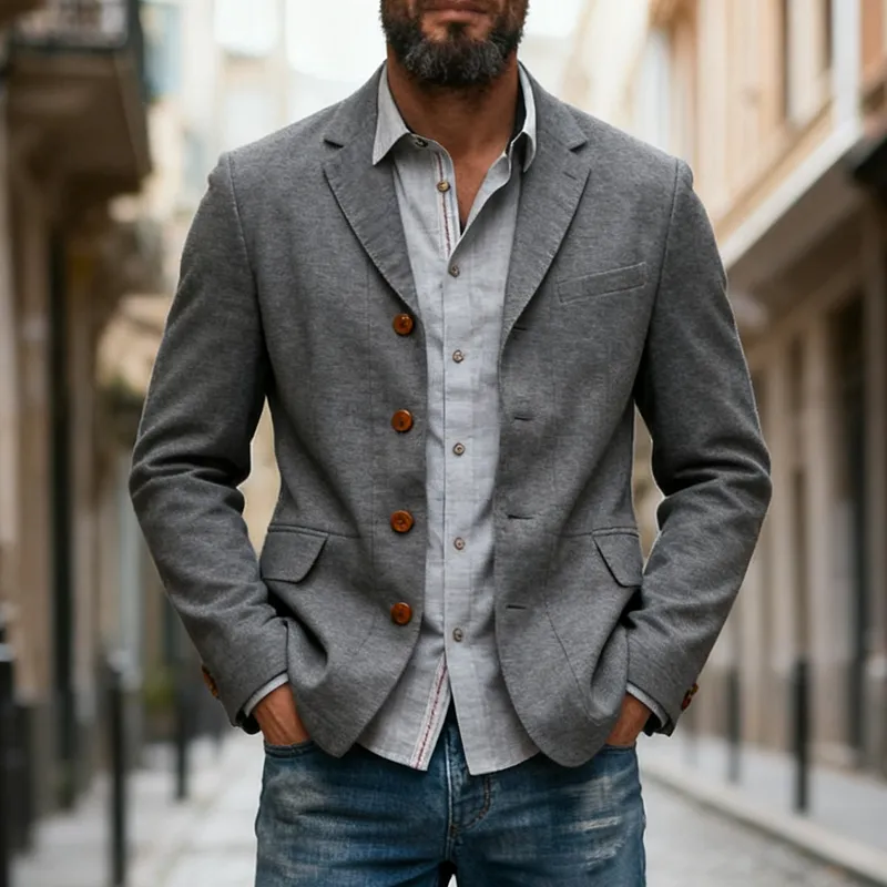 Men's Casual Cotton Blend Single-Breasted Blazer MTA2274J7X sold by Manly product image thumbnail 2