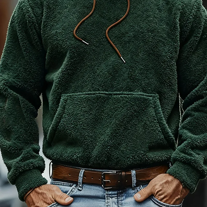 Men's Loose Contrast Color Polar Fleece Hoodie MTA2261J6X sold by Manly product image thumbnail 3