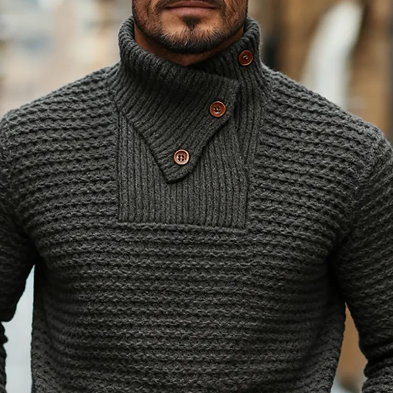 Men's Solid Color Loose Turtleneck Knitted Pullover Sweater MTA1709J3X sold by Manly product image thumbnail 3