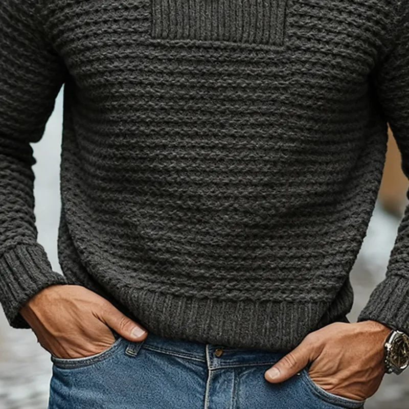 Men's Solid Color Loose Turtleneck Knitted Pullover Sweater MTA1709J3X sold by Manly product image thumbnail 4