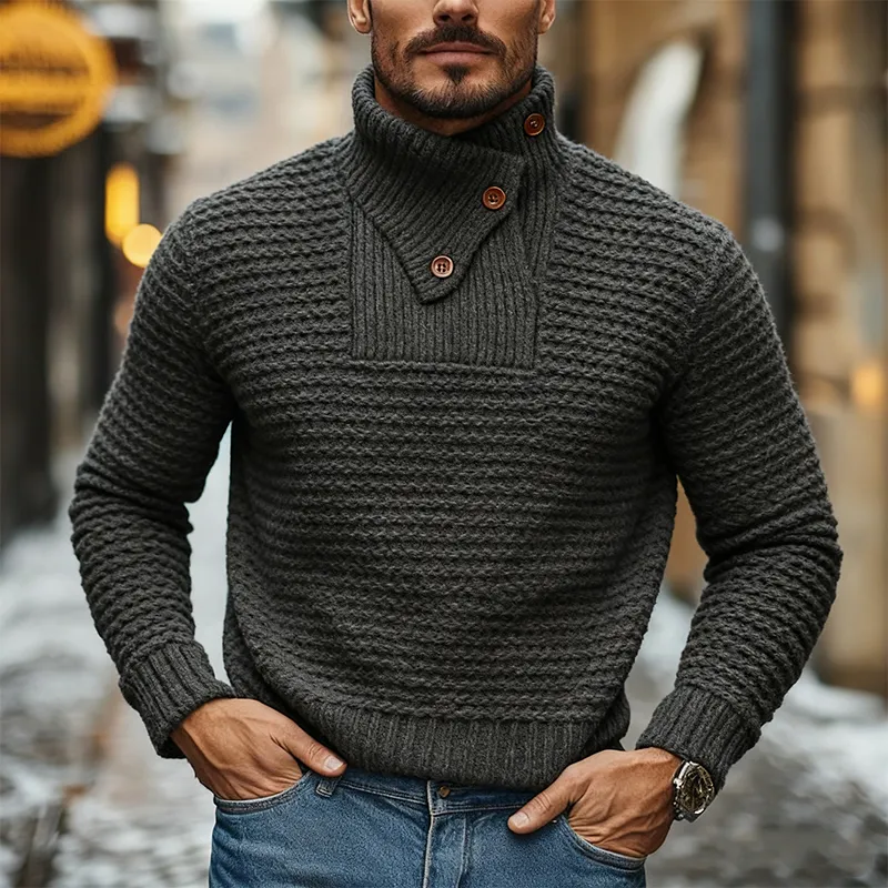Men's Solid Color Loose Turtleneck Knitted Pullover Sweater MTA1709J3X sold by Manly product image thumbnail 2