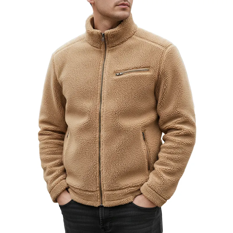 Men's Winter Fashion Stand Collar Polar Fleece Zipper Jacket MTA2241J7P sold by Manly