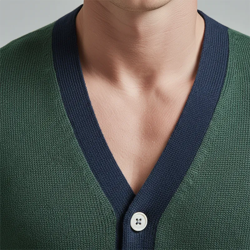 Men's Winter Fashion Contrast Color Cotton Yarn Knitted Thin Cardigan MTA2284J8P sold by Manly product image thumbnail 4