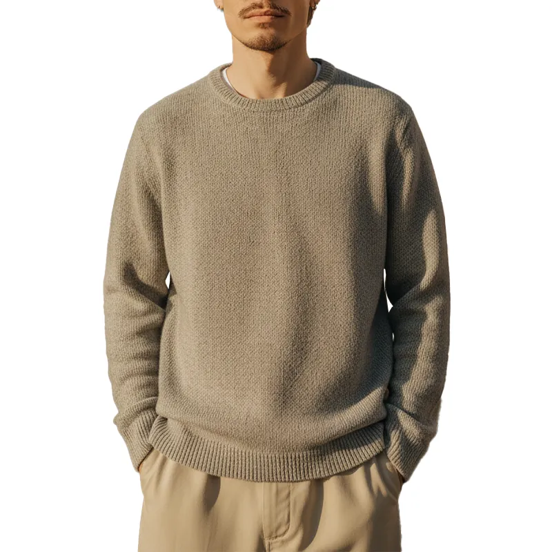 Men's Winter Simple Cotton Knitted Crew Neck Sweater MTA2273J8P sold by Manly