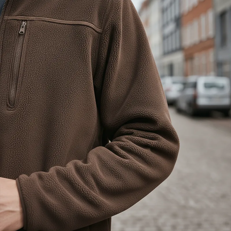 Men's Winter Retro Thin Polar Fleece Stand Collar Zipper Jacket MTA2268J2P sold by Manly product image thumbnail 5