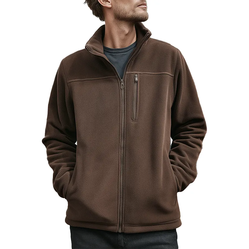 Men's Winter Retro Thin Polar Fleece Stand Collar Zipper Jacket MTA2268J2P sold by Manly