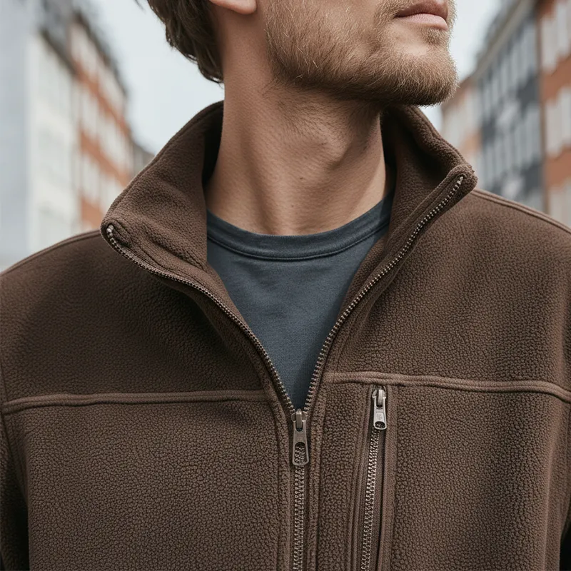 Men's Winter Retro Thin Polar Fleece Stand Collar Zipper Jacket MTA2268J2P sold by Manly product image thumbnail 4