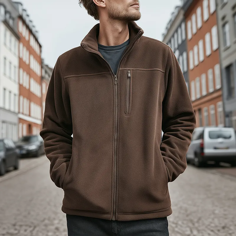 Men's Winter Retro Thin Polar Fleece Stand Collar Zipper Jacket MTA2268J2P sold by Manly product image thumbnail 2