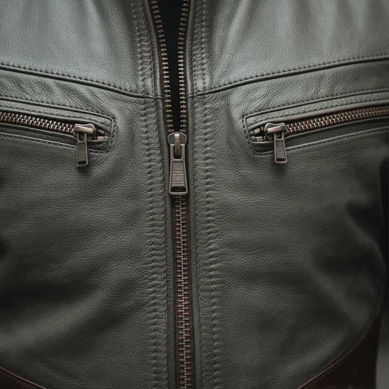 Men's Winter Retro Contrast Color Stitching PU Faux Leather Jacket MTA2182J8P sold by Manly product image thumbnail 5