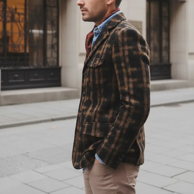 Men's Classic Vintage Faux Wool Single-breasted Slim-fit Jacket MTA2738J2U sold by Manly product image thumbnail 4