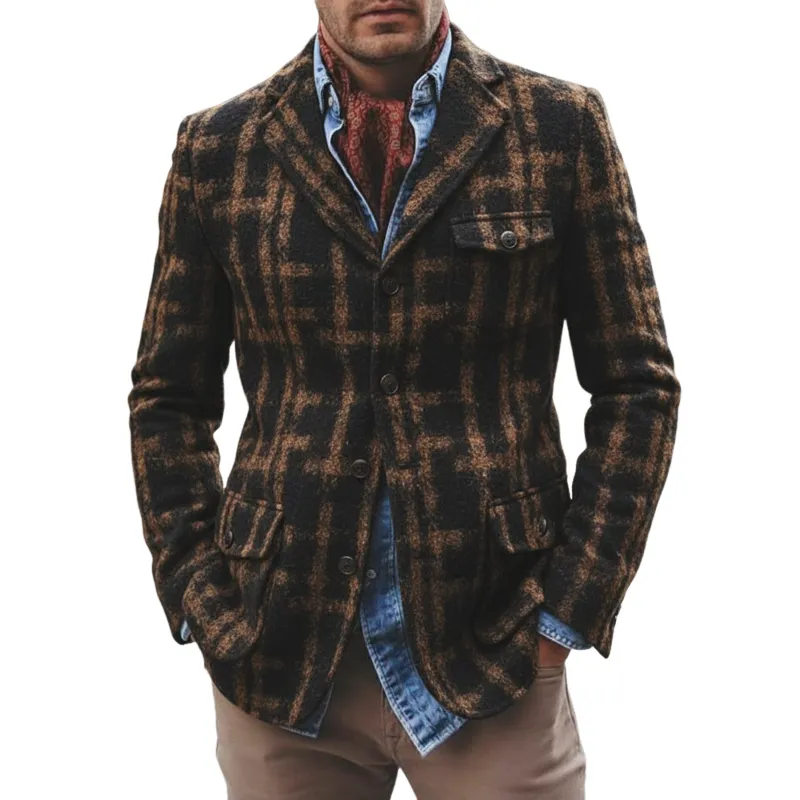 Men's Classic Vintage Faux Wool Single-breasted Slim-fit Jacket MTA2738J2U sold by Manly