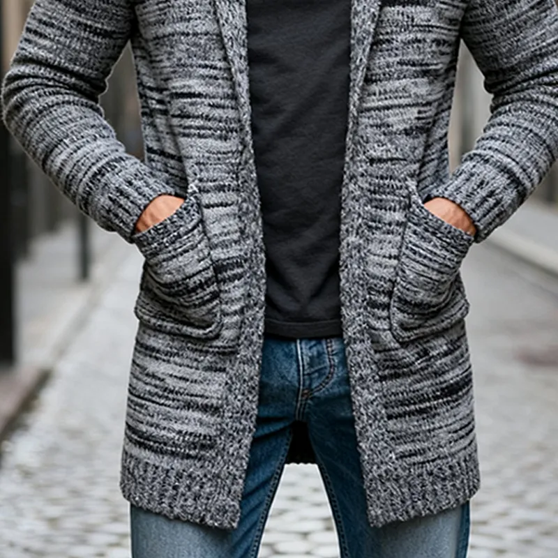 Men's Knitted Blend Hooded Mid-length Cardigan MTA2558J9X sold by Manly product image thumbnail 4