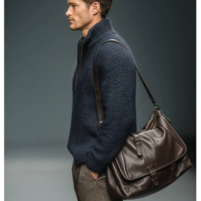 Men's Classic Navy Zip-Neck Knit Sweater MTA2559J2U sold by Manly product image thumbnail 3