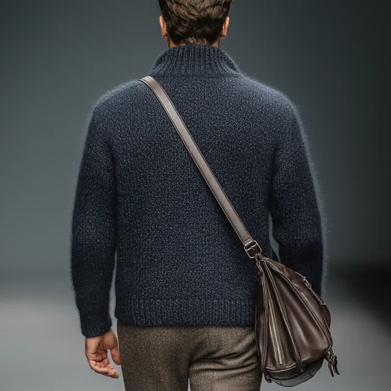 Men's Classic Navy Zip-Neck Knit Sweater MTA2559J2U sold by Manly product image thumbnail 4