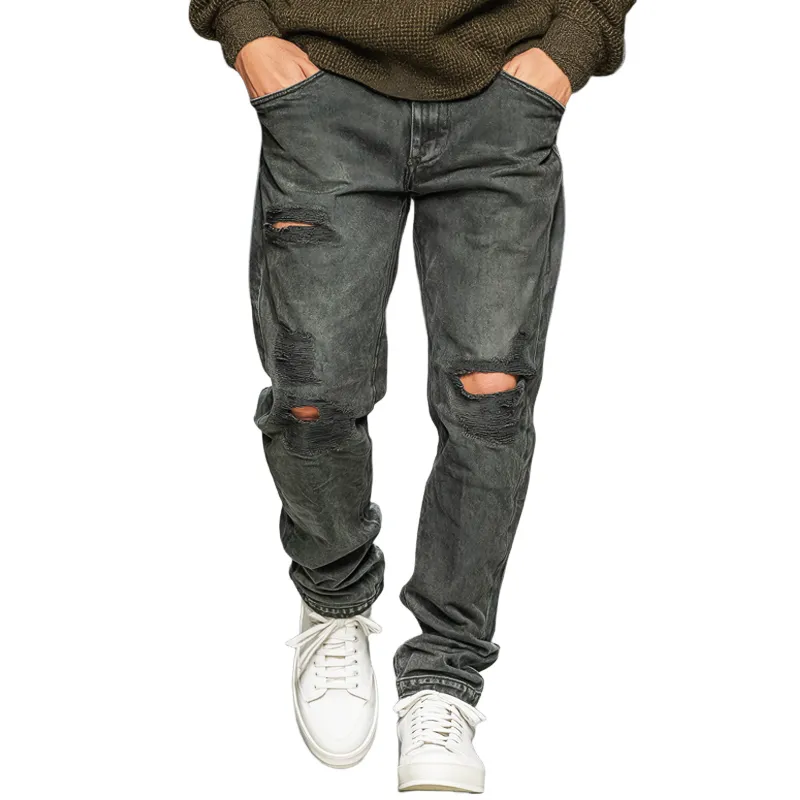 Men's Classic Straight-leg Ripped Jeans MTA2415J6U sold by Manly