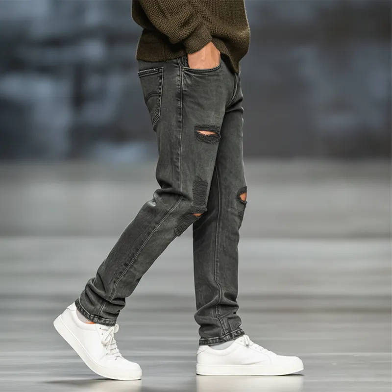 Men's Classic Straight-leg Ripped Jeans MTA2415J6U sold by Manly product image thumbnail 3