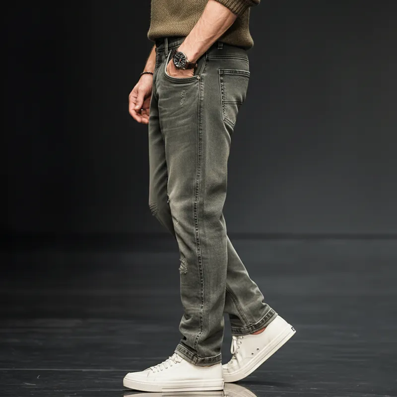 Men's Classic Stylish Gray-green Straight Jeans MTA2480J2U sold by Manly product image thumbnail 4