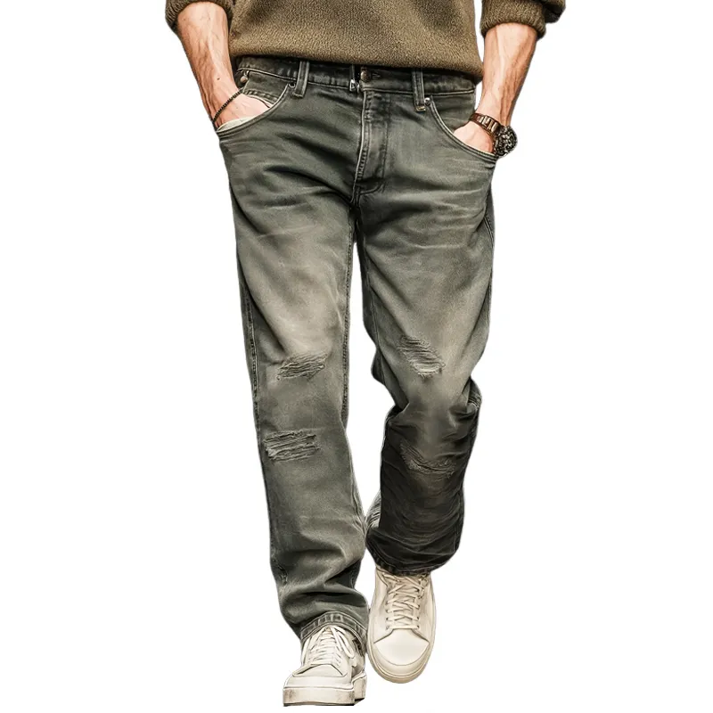 Men's Classic Stylish Gray-green Straight Jeans MTA2480J2U sold by Manly