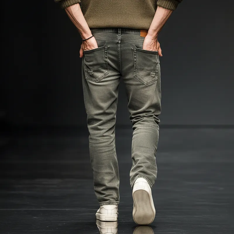 Men's Classic Stylish Gray-green Straight Jeans MTA2480J2U sold by Manly product image thumbnail 3