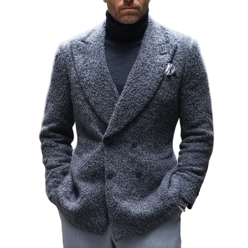 Men's Classic Double-breasted Coarse Grain Faux Wool Blazer MTA2576J8U sold by Manly