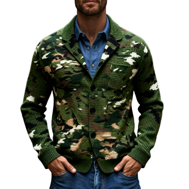 Men's Casual Camouflage Waffle Print Lapel Blazer MTA2417J1X sold by Manly