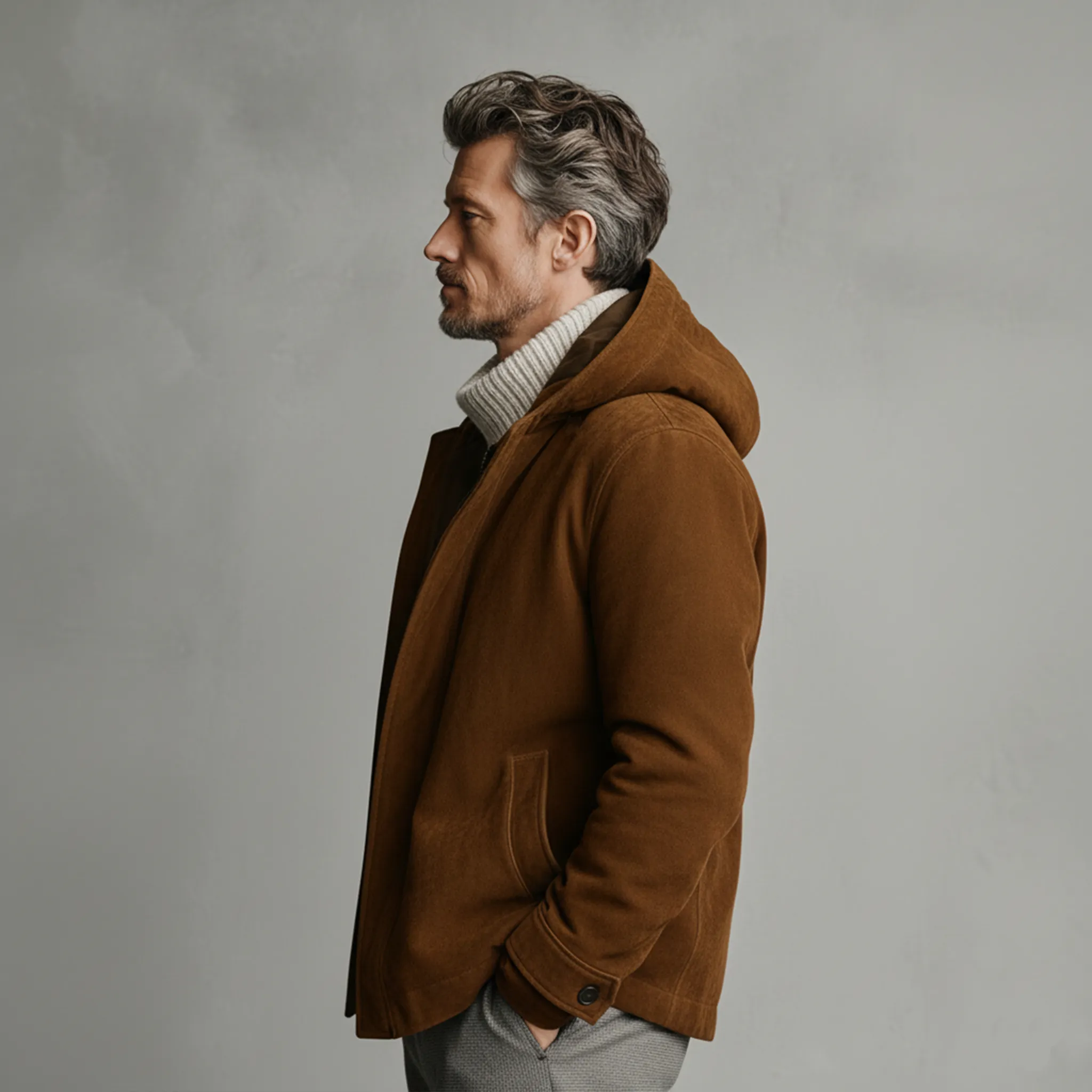 Men's Classic Retro Western Faux Suede Hooded Zip-Up Jacket MTA2210J7K sold by Manly product image thumbnail 3