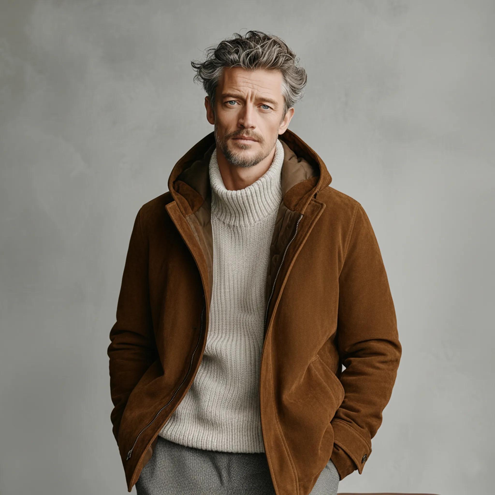 Men's Classic Retro Western Faux Suede Hooded Zip-Up Jacket MTA2210J7K sold by Manly product image thumbnail 2