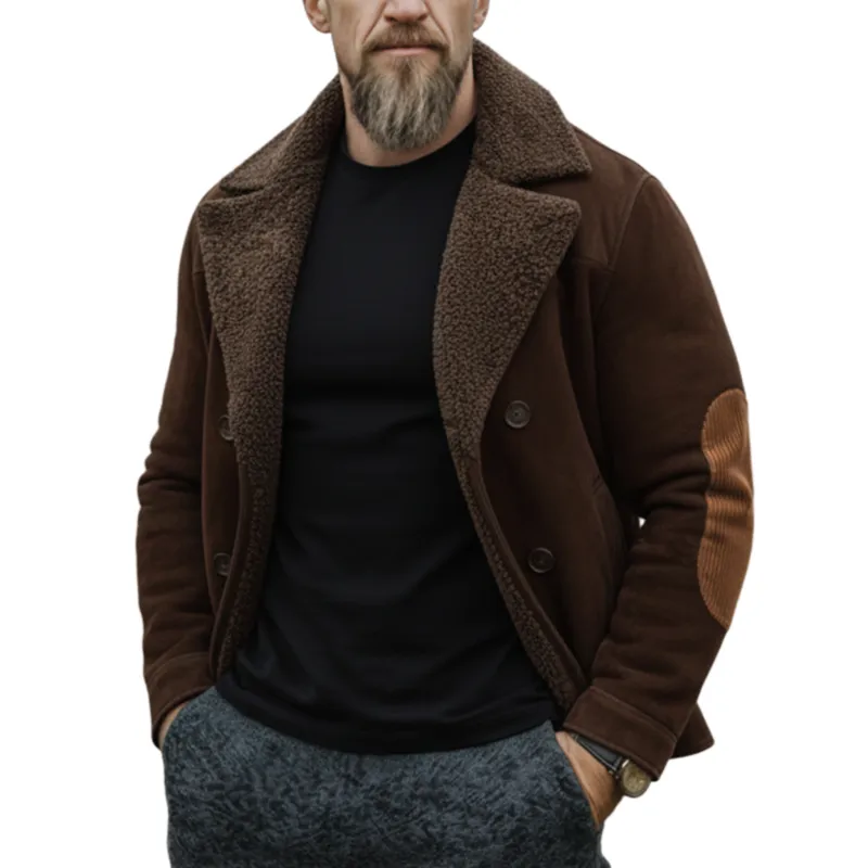 Men's Classic Retro Western Style Faux Suede Double Breasted Jacket MTA2442J6K sold by Manly