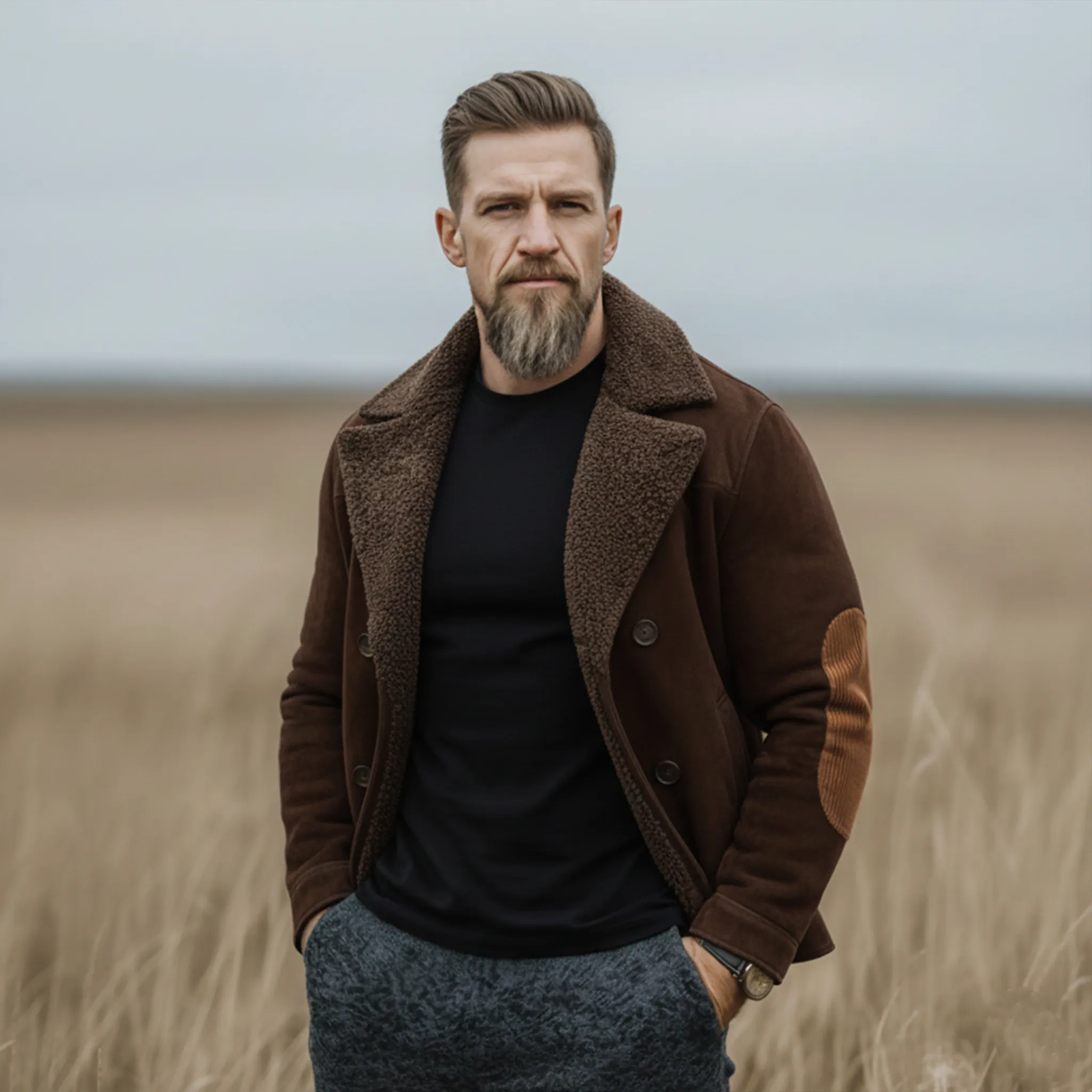 Men's Classic Retro Western Style Faux Suede Double Breasted Jacket MTA2442J6K sold by Manly product image thumbnail 2