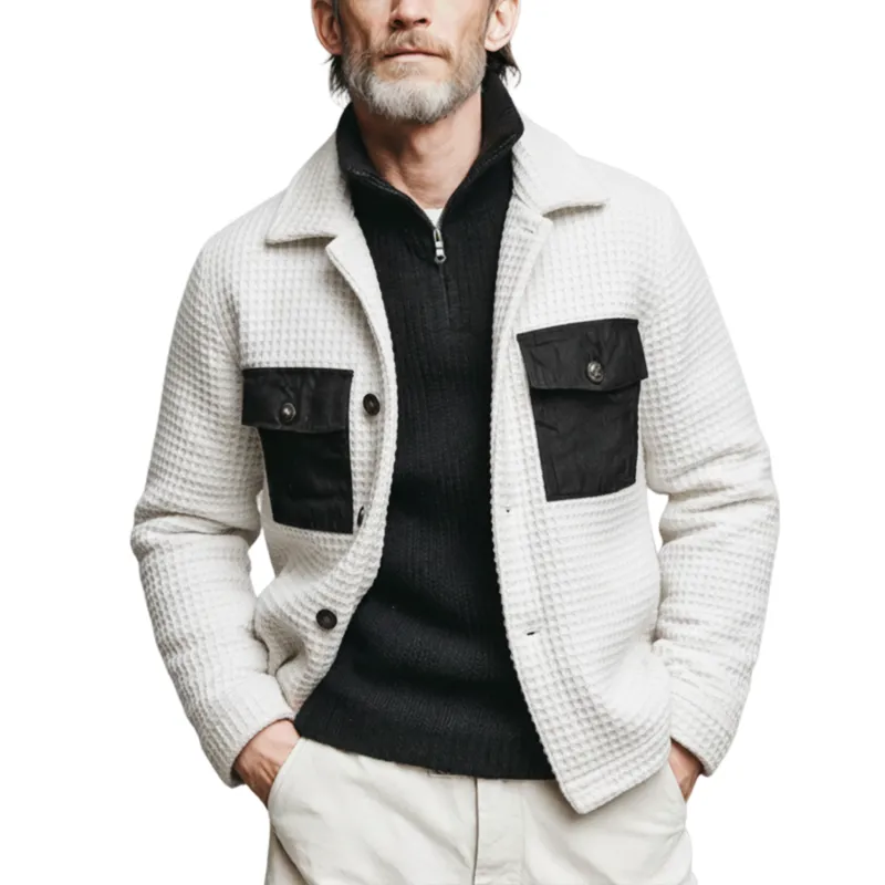 Men's Classic Casual Lapel Waffle Pocket Jacket MTA2509J6K sold by Manly