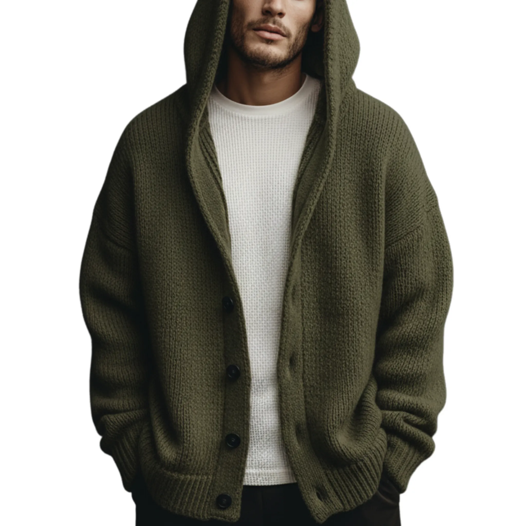 Men's Classic Casual Hooded Knit Cardigan MTA2355J7K sold by Manly