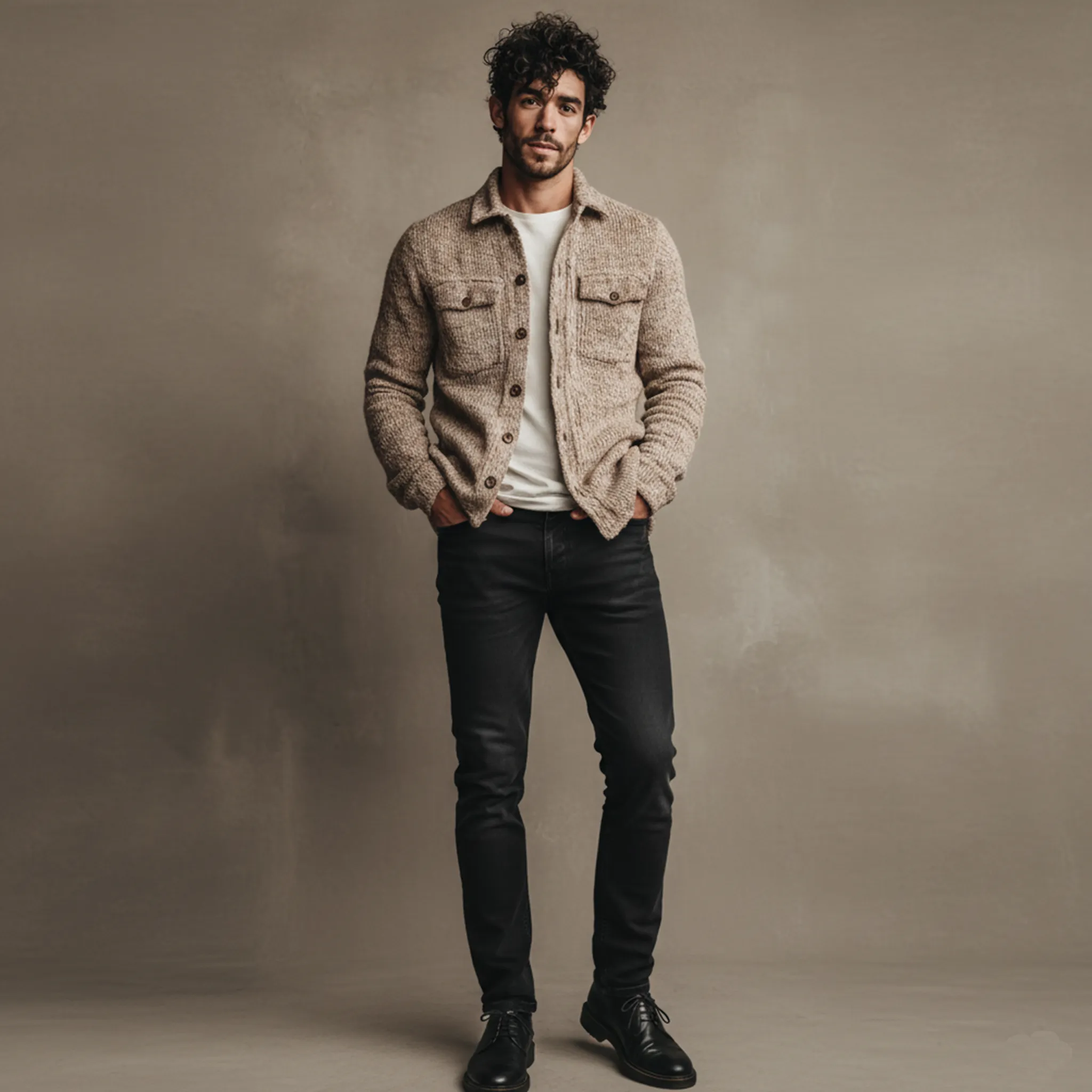 Men's Classic Casual Lapel Shirt-style Knit Cardigan MTA2502J5K sold by Manly product image thumbnail 3